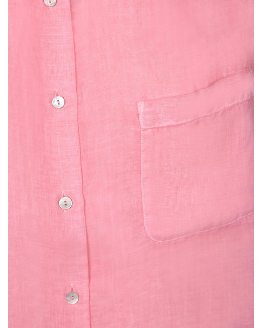 120% Lino Pink Regular Fit Geranium Linen Shirt