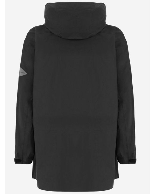 And Wander Black Technical Hooded Jacket With Pockets Nylon for men