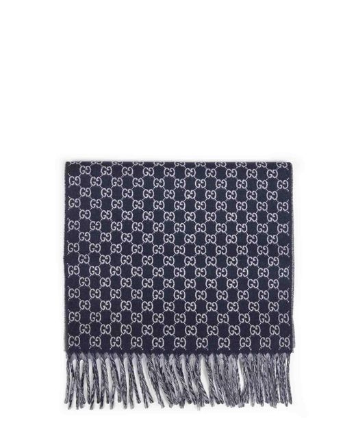Gucci Blue Dark And Light Gg Wool And Cashmere Scarf for men