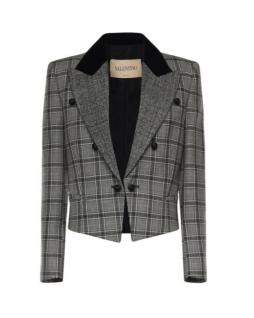 Valentino Garavani Black Checked Wool Jacket