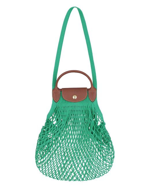 Longchamp Leather Le Pliage Filet Mesh-knit Bag in Green | Lyst