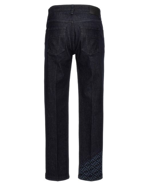 Fendi Blue 'Ff' Jeans for men