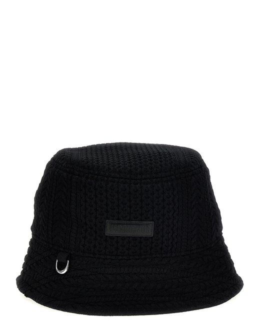 Jacquemus Black Le Bob Belo Cable Knit Bucket Hat for men