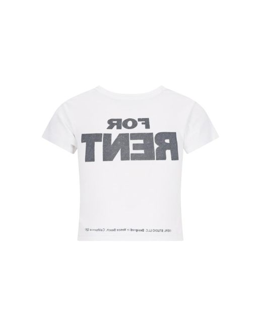 ERL White Printed Cropped T-Shirt