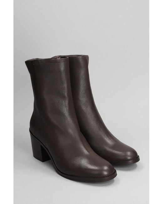 Julie Dee High Heels Ankle Boots In Dark Brown Leather Lyst