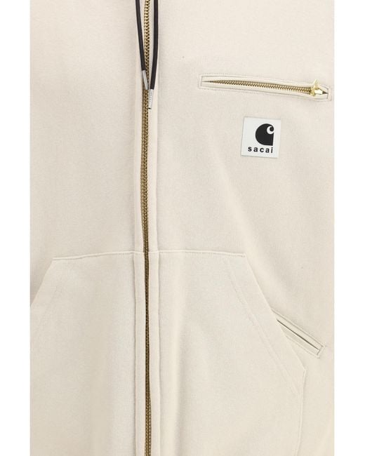 Sacai Natural Cotton Jersey Hoodie By + Carhartt Wip Sweatshirts for men
