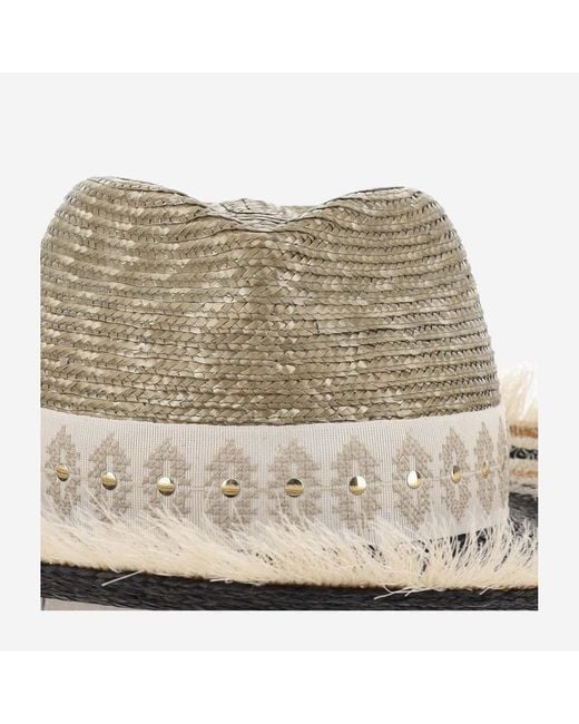 Ferruccio Vecchi Natural Straw And Viscose Blend Hat With Embroidery