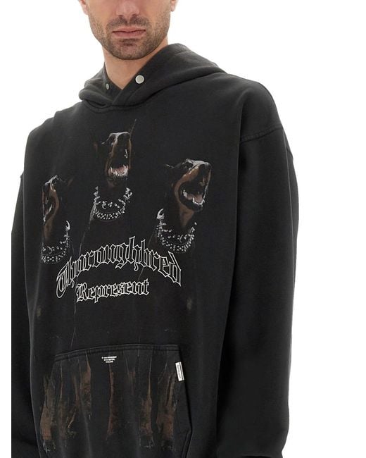 Represent Black Thoroughbred Hoodie Cotton Sweatshirts for men