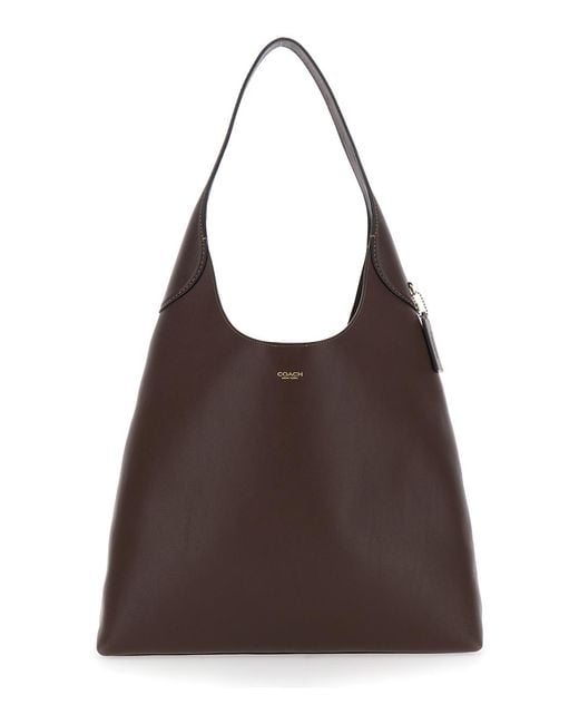 COACH Brown Brooklyn Shoulder Bag With Logo Lettering On The Front Leather For Cow