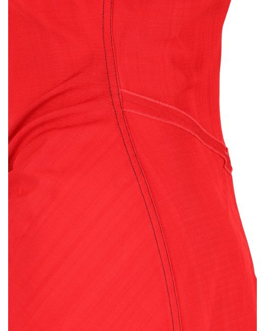 Victoria Beckham Red Draped Midi Dress