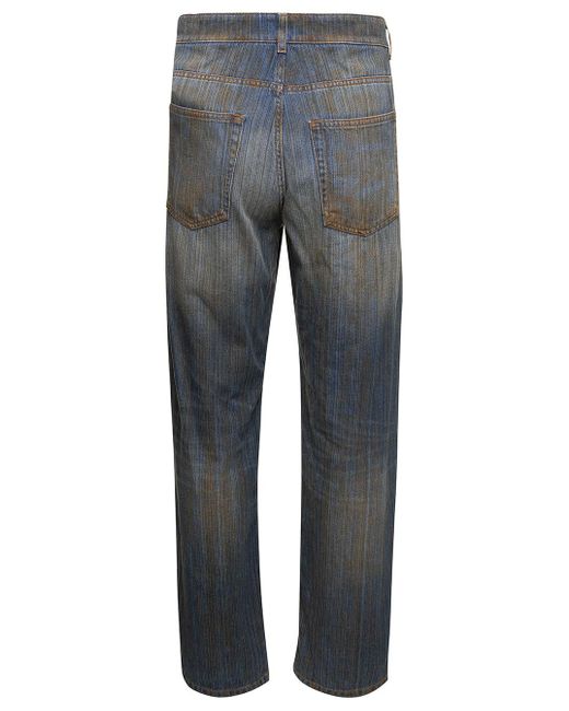 DIESEL Light Blue Straight Jeans With Metal Logo And Used Effect In Cotton Denim Man for men