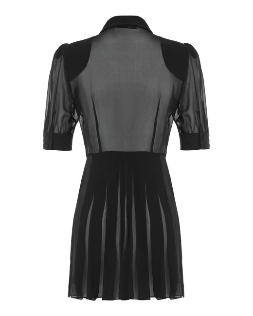 Alessandra Rich Black Mini Chemise Dress Silk