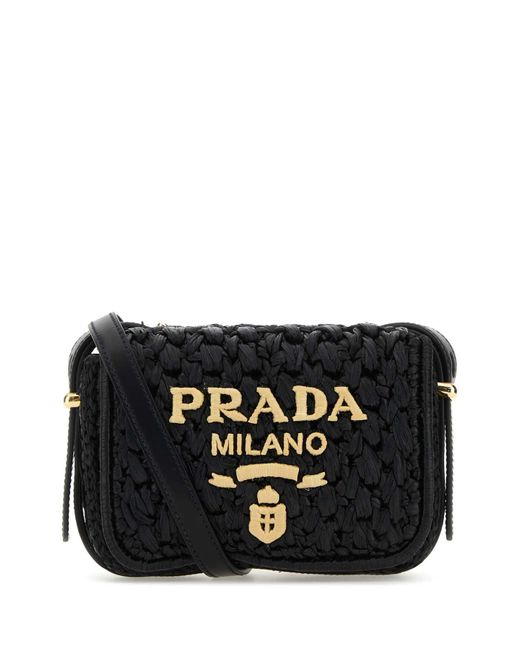 Prada Black Raffia Crossbody Bag