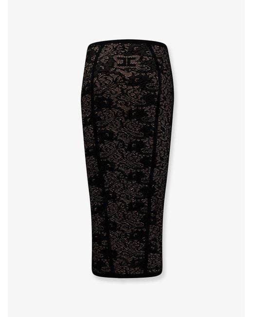 Elisabetta Franchi Black Embroidered Knitted Skirt Viscose