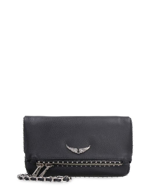Zadig & Voltaire Gray Rock Savage Leather Clutch