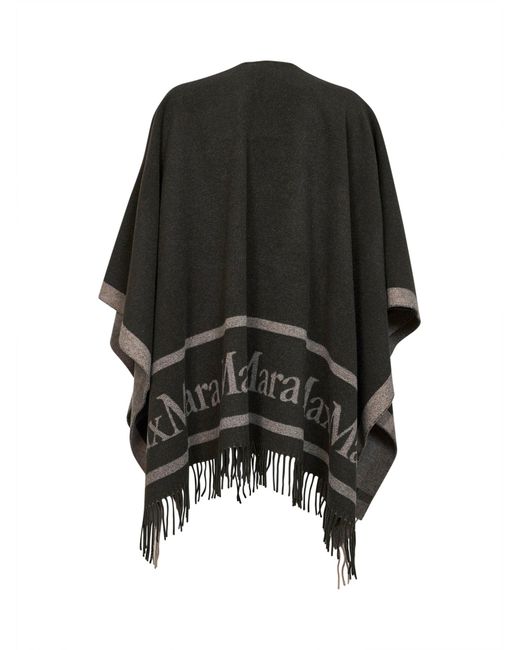 Max Mara Black Poncho Hilde Wool Capes