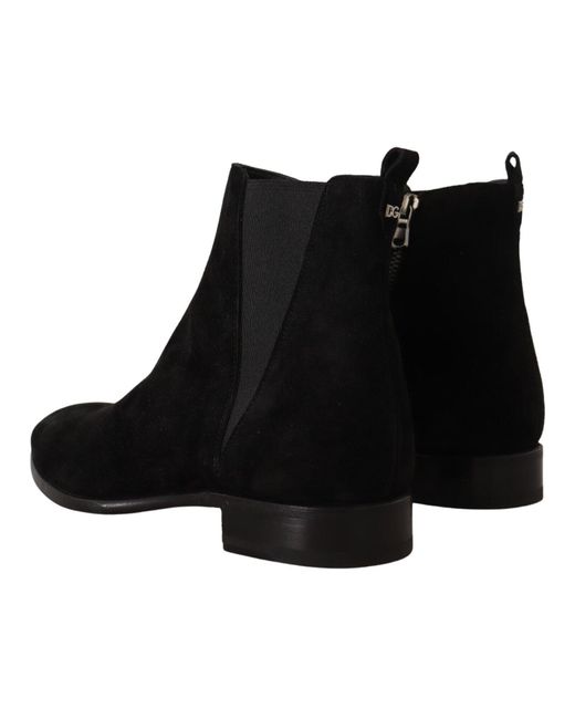 Dolce & Gabbana Black Suede Leather Chelsea Boots Shoes for men