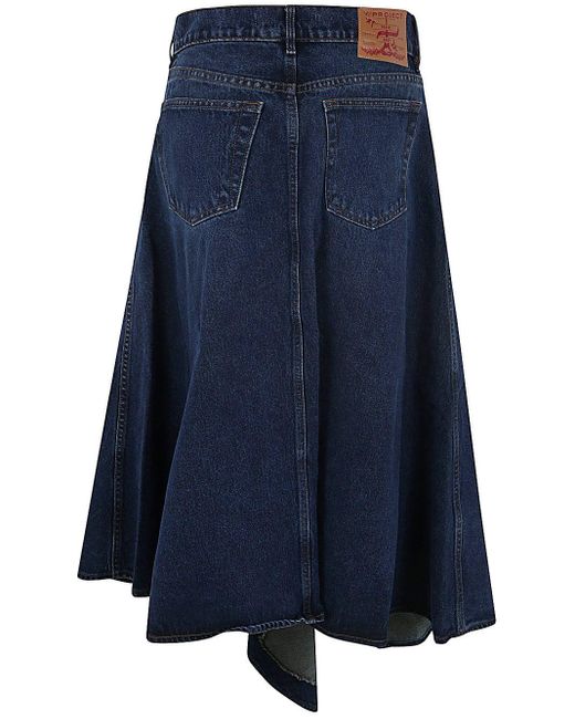 Y. Project Blue Evergreen Cut Out Denim Skirt