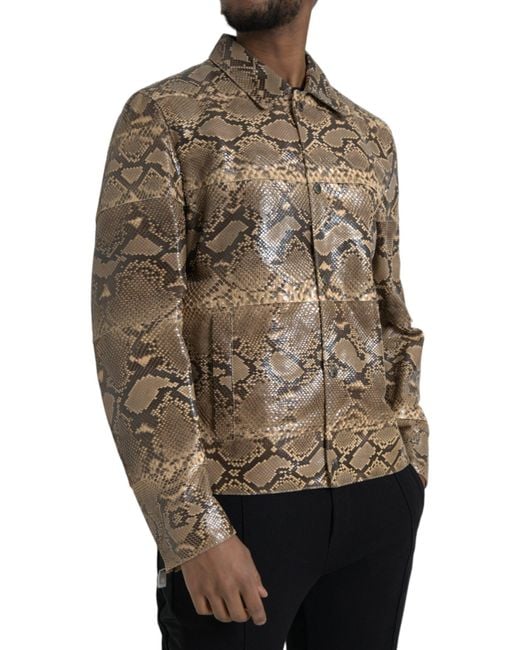 Dolce & Gabbana Gray Exotic Leather Biker Blouson Jacket Python Skin Clothing for men