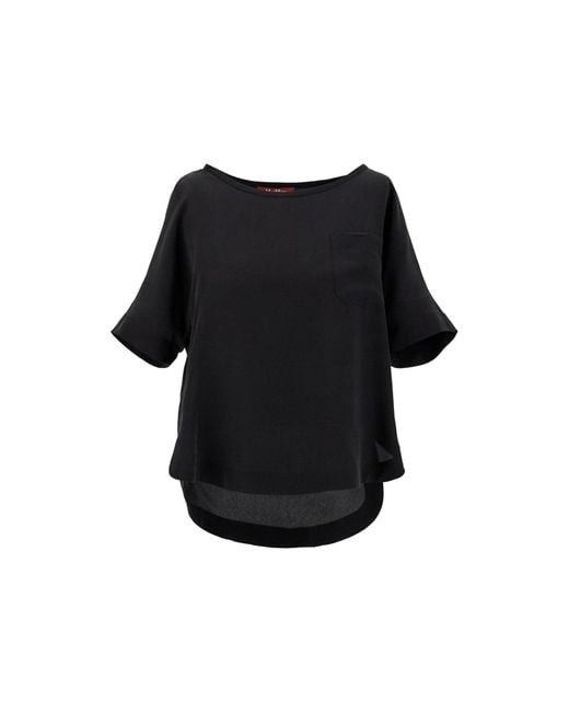 Max Mara Studio Black Egeo Silk T-shirt