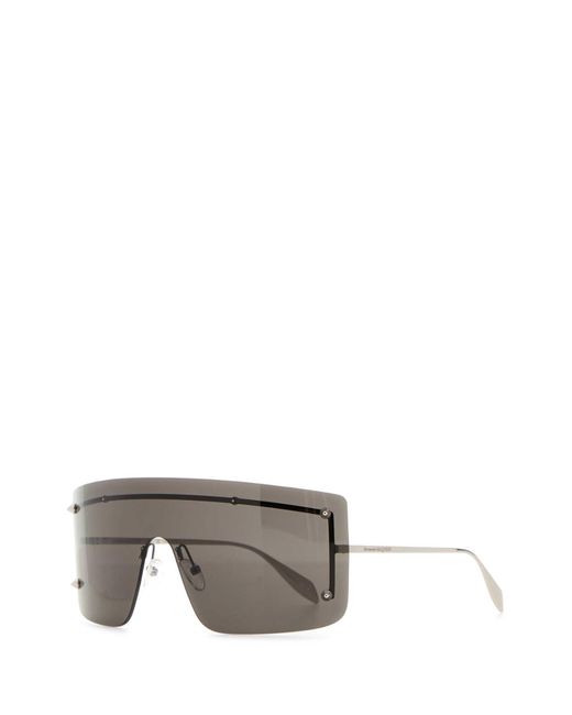 Alexander McQueen Gray Metal Spike Studs Sunglasses for men