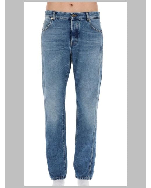 Balmain Blue Jeans Straight Denim Cotton for men