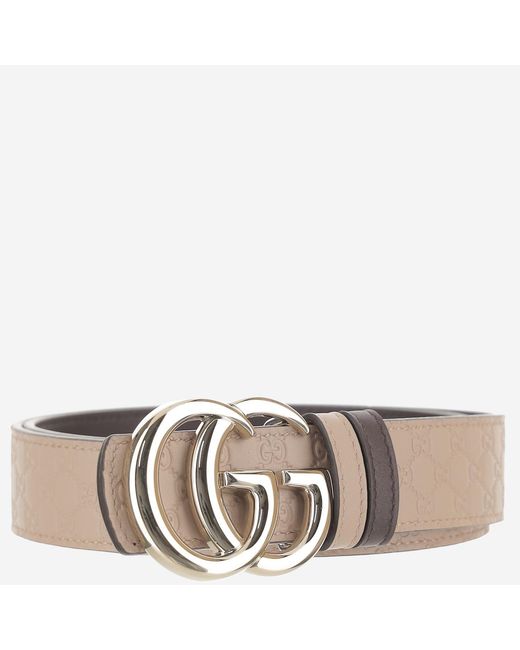 Gucci Natural Reversible Leather Belt With Gg Motif