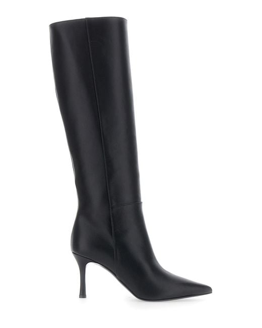 Pollini Black Heeled Boots Leather