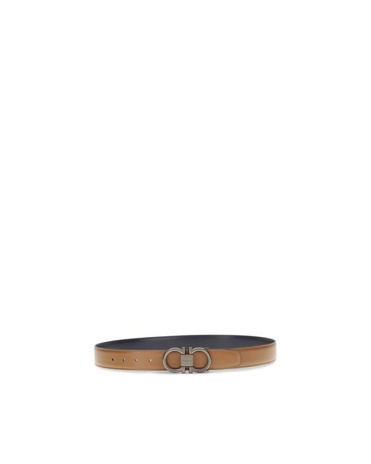 Ferragamo Brown Beige Calf Leather Bos Taurus Regular Belt for men