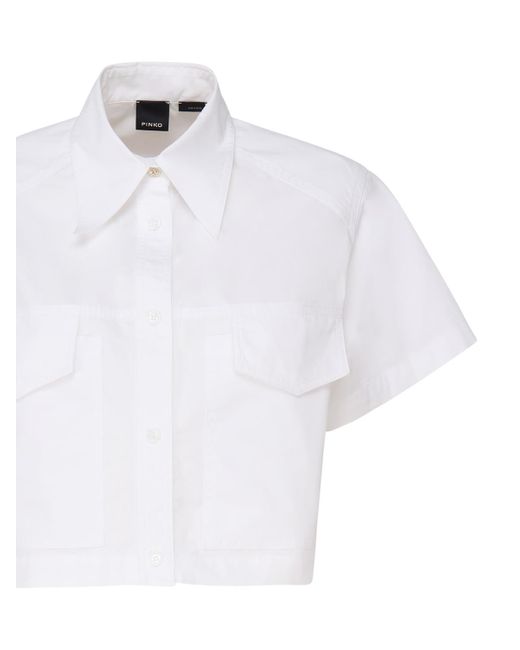Pinko White Cotton Crop Shirt
