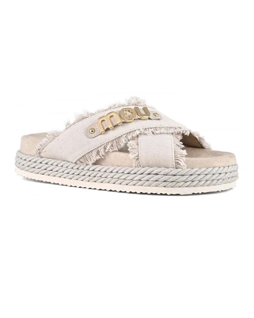Mou White Criss-Cross Rope Sandal Recycled Canvas