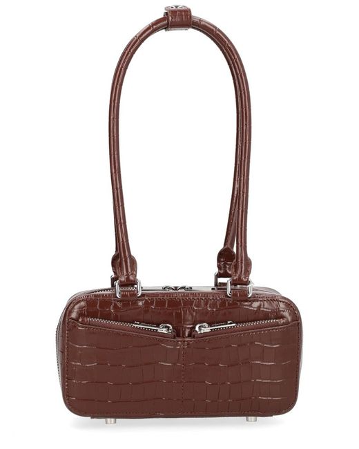 Self-Portrait Brown Shoulder Bag Crocodile Effect Cow Leather