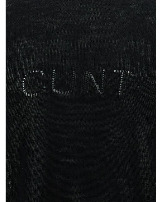 Rick Owens Black Long Sleeve Top With Cunt Writing for men