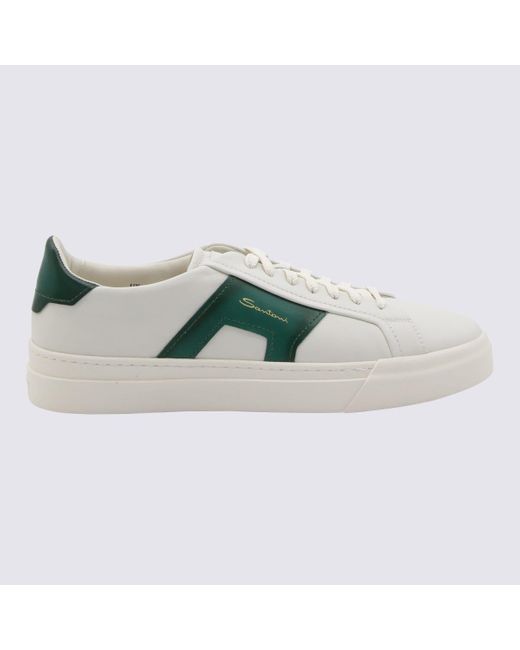 Santoni Green And Leather Sneakers for men
