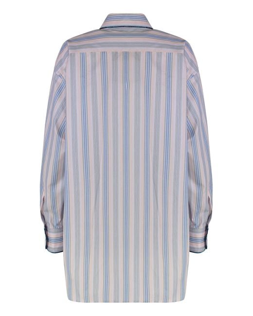 Etro Gray Striped Cotton Shirt