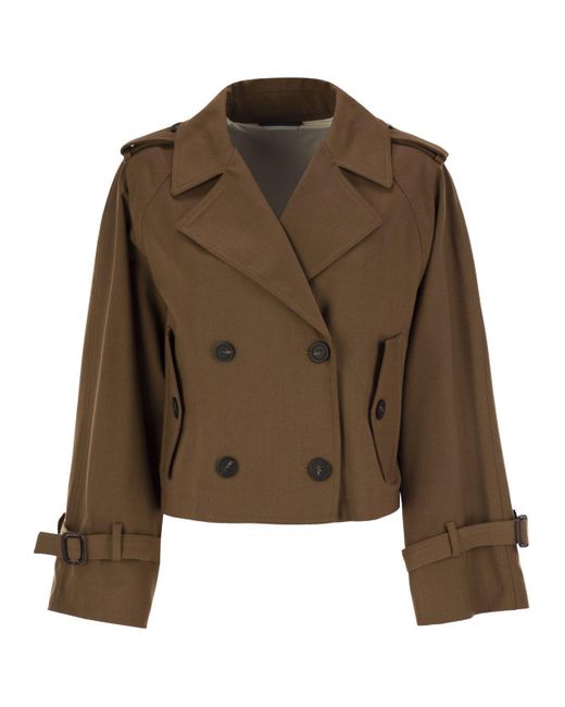 Weekend by Maxmara Brown Wool-Blend Gabardine Trench Coat