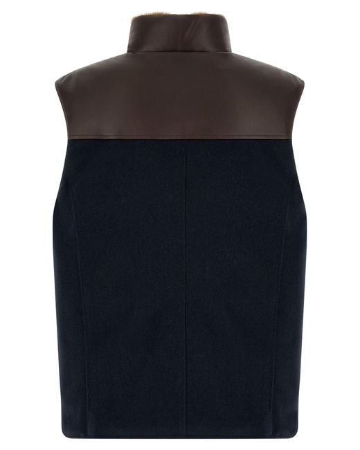 Brunello Cucinelli Blue Wool Sleeveless Jacket Clothing for men