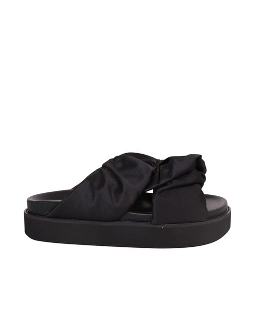 Ganni Synthetic Ruched Platform Slides in Black - Lyst