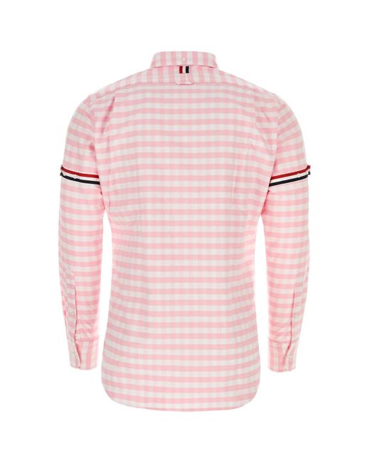 Thom Browne Pink Embroidered Oxford Shirt for men