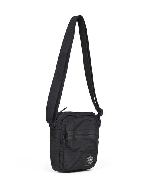 Stone Island Black Crossbody Bag Coated Nylon Resin Belt for men