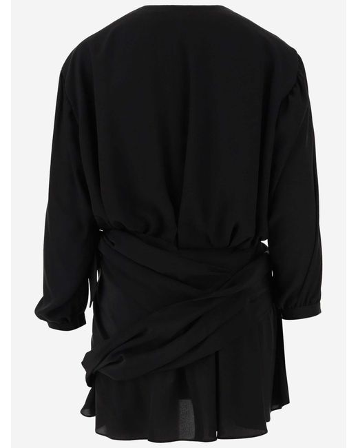 Balenciaga Black Dress Draped Silk