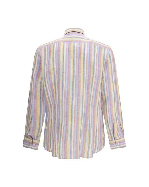 Etro White Roma Logo Shirt Linen for men