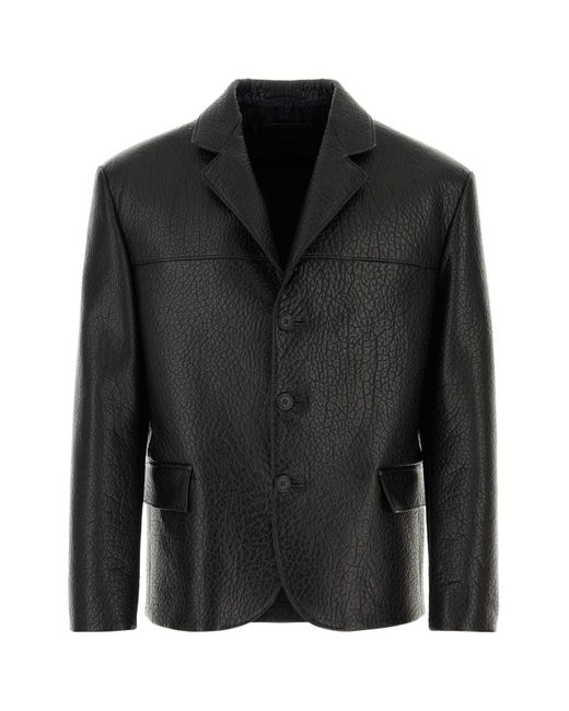 Prada Black Nappa Leather Blazer for men