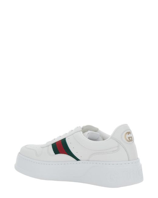 Gucci White Sneakers Leather Oversized Sole Calf Trainers for men