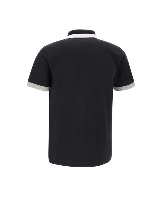 Sun 68 Black Big Stripe Cotton Polo Shirt for men