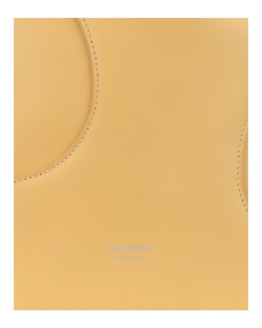 Ferragamo Natural Debossed Cut-Out Hobo Bag
