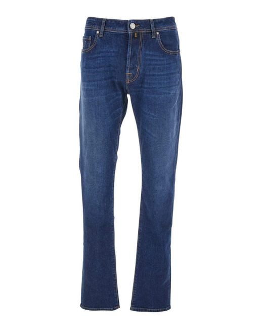 Jacob Cohen Blue 'Bard' Jeans With Belt Loops And Logo Patch On The Rear for men