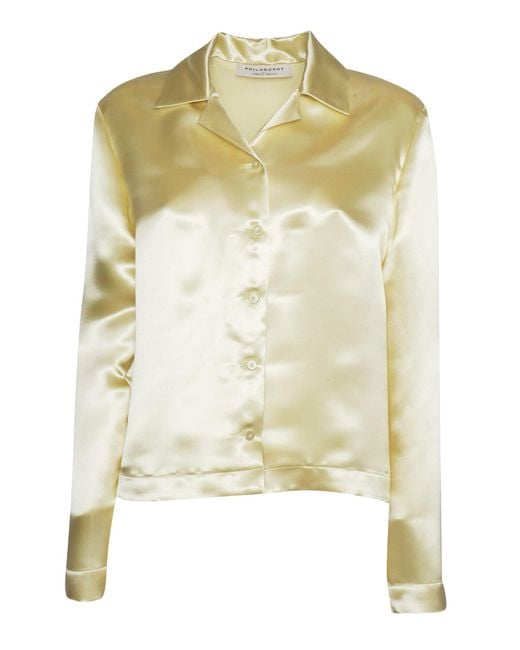 Philosophy Di Lorenzo Serafini Metallic Fluid Viscose Blouse With Satin Finish