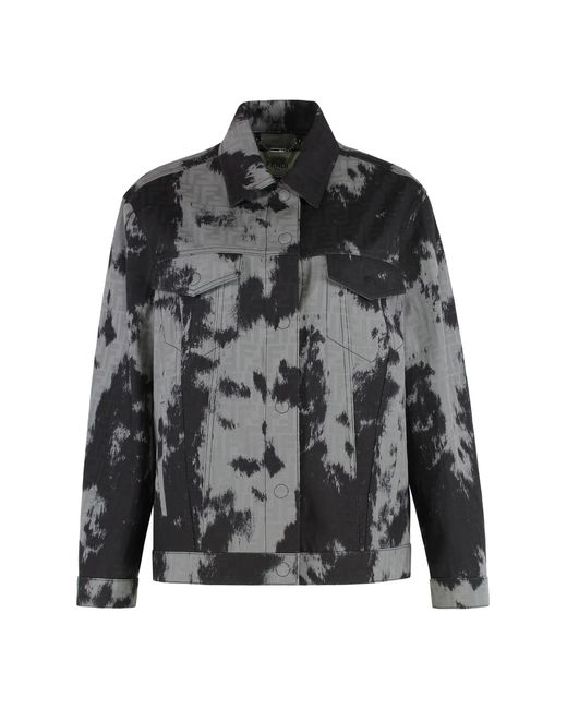 Fendi Black Denim Jacket Ff Cotton