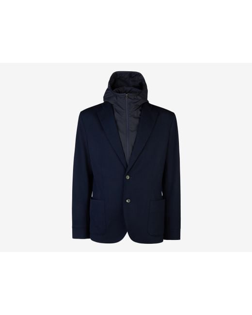 Sease Blue Hooded Blazer Jacket for men